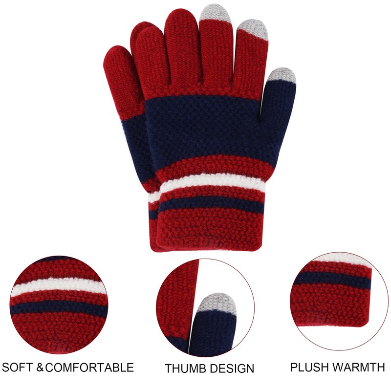Hicdaw Kids Winter Gloves, 3 Pairs Winter Gloves for Kids