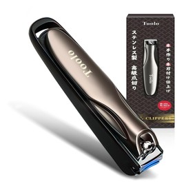 Toolo Nail Clippers, Premium Nail Clippers, Stainless Steel, Nail Clippers Plus Fine Granular File, Splatterproof, Fingers, Toes, Highly Sharp, Nail File, Curved Blade, Anti-Slip, Easy Operation, Safe