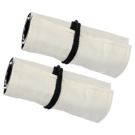 PATIKIL Handmade 48 Slots Roll Up Pencil Case, 2 Pack Canvas Pencil Wrap Pouch Pen Holder Organizer for Artist Drawing Coloring Sketching, White/Black