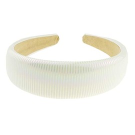 Girls Women Slightly Padded Metallic Striped Ribbed Evening Summer Boho Vintage Headband Alice Band Alice Band Hair Accessories Hairband Christmas Birthday Wedding Bridesmaid (White)