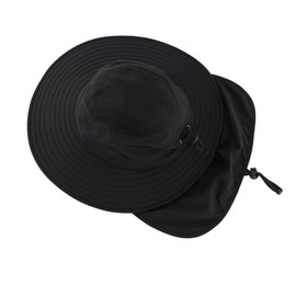 Connectile Outdoor Unisex UPF 50+ Wide Brim Safari Hat Summer Sun Hat Farm Work Hat Fishing Hat UV Protection Hat, Black
