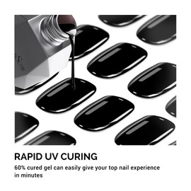 MelodySusie 32Pcs Semi Cured Gel Toe Nail Strips (Black), Pedicure Stickers for Toes, Works with Any UV/LED Lamps, Salon-Quality, Long Lasting, Easy to Apply & Remove