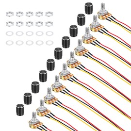 sourcing map 10 Pack WH148 Potentiometer B1K Ohm Single-Joint Variable Resistors 3 Terminals Linear Taper Rotary 20cm JST-XH2.54 Connector Wire With Knob Cap for Audio Volume Control