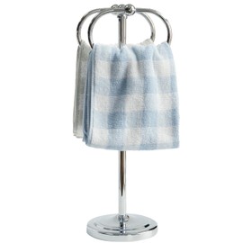 Biutimarden 17 Inch Stainless Steel Hand Towel Holder Double Stand Hand Towel Ring for Washcloths or dishcloths Non-Slip Base Free Standing Towel Rack for Bathroom Kitchen (Chrome)