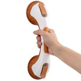 TAILI Suction Grab Rails for Bathroom, 31 CM Hand Rails for Elderly, MAX Hold 110 KG Shower Grab Bar for Elderly, Senior, Disabled, Strong Bathtub Handles, No Drilling, Disability Aids, Woodgrain