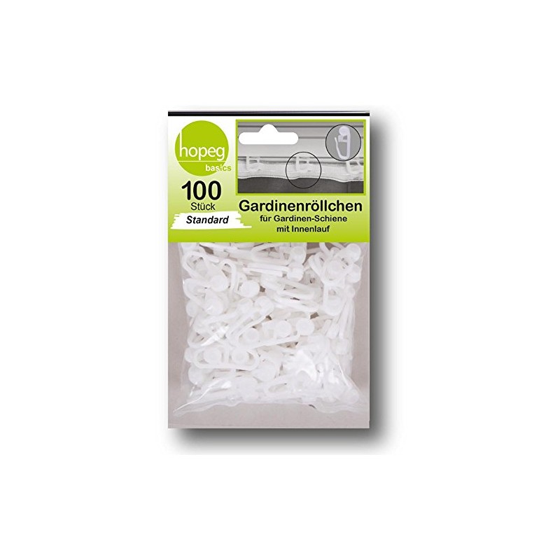 Curtain Rollers, White, Pack of 100 curtain rollers