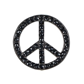 Alilang Hippie Peace Sign Brooch Sparkly Crystal Rhinestones Gunmetal Tone Peace Symbol Lapel Pins Pendant for Women Men, Black