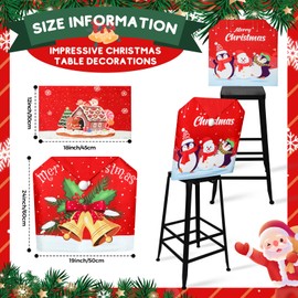 Preboun 12 Pieces Christmas Chair Back Covers Set, Including 6 Pcs Non Slip Cotton Linen Table Mats and 6 Pcs Non Woven Red Santa Claus Hat Fabric Christmas Chair Cover for Dining Kitchen Decorations