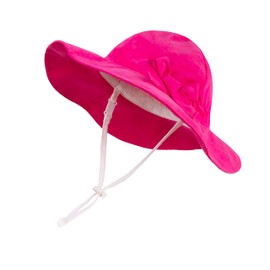 LANGZHEN Bowknot Beach Sun Protection Hats Adjustable Bucket Hats for Toddler Kids Baby and Girls(Bowknot Rose Red)