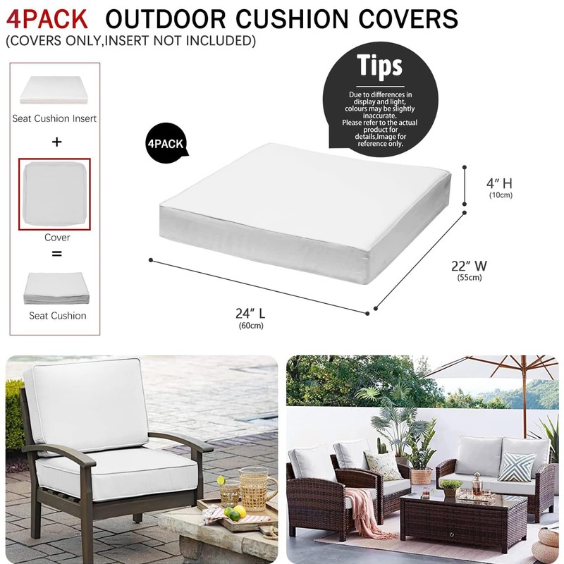 VAKADO Outdoor Patio Furniture Chair Cushion Replacement Covers Set of