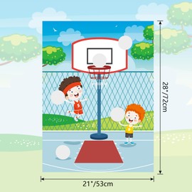 PLULON Basketball Party Game Pin The Basketball Hoop Birthday Party Game Kids Large Basketball Poster Basketball Stickers Boys Girls Classroom Activities Birthday Party Decorations