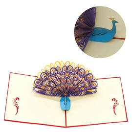 CRZQXOUR 1PCS Beautiful 3D Peacock Pop Up Greeting Card，Be Appropriate for Birthday Children's Day Mother's Day And All Occasions