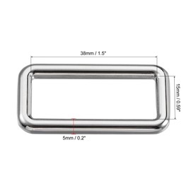 sourcing map Metal Rectangle Ring Buckles 38x15mm for Bags Belts DIY Silver Tone 8pcs
