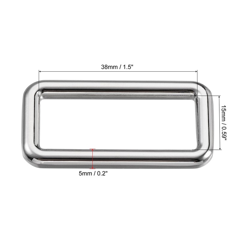 sourcing map Metal Rectangle Ring Buckles 38x15mm for Bags Belts