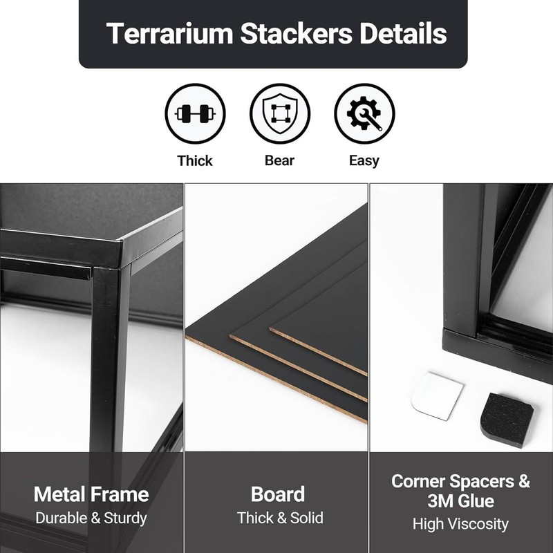 Reptiles Terrarium Stackers,36" L x 18" W Space Saving Stacker