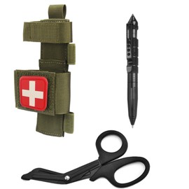Ifak Medical Trauma Kit Refill Trauma Shears Molle Tourniquet Pouch Tactical Duty Belt First Aid Kit Pouch Set(Green)