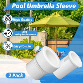 Mtuiewo 2 Pcs Pool Umbrella Sleeves, Pool Umbrella Stabilizers for 1.5" & 1.35" Single Threaded Umbrellas Poles Anti-Tilt & Anti-Spin (White & Grey)