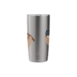 Cute Sloth Playing Virtual Reality in a Tree Design Stainless Steel Insulated Tumbler
