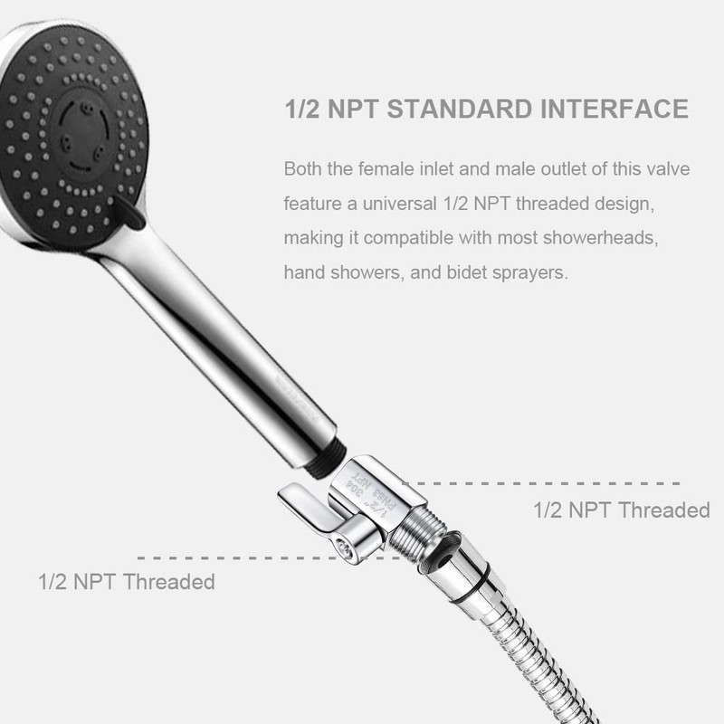 Shower Head Shut Off Valve 304 Stainless Steel Mini Ball