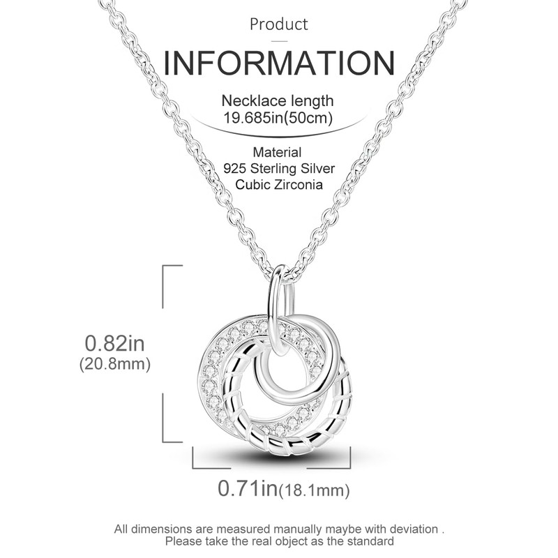 NARMO 925 Sterling Silver Necklace for Women Heart Pendant Necklace