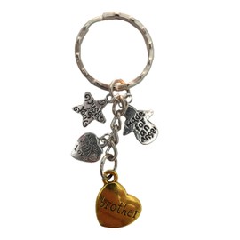 Love Heart Keyring Bro Angel Charm Pendant