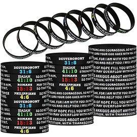 Christian Rubber Bracelets Religious Bracelets Silicone Bible Verses Wristbands Inspirational Faith Hope Belief Wristbands Bracelets for Men Women Teens (Fresh Color,32 Pieces)