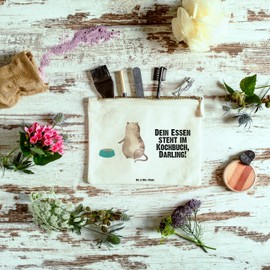 Mr. & Mrs. Panda S Make-Up Bag with Cat Design, White, Hand drawn