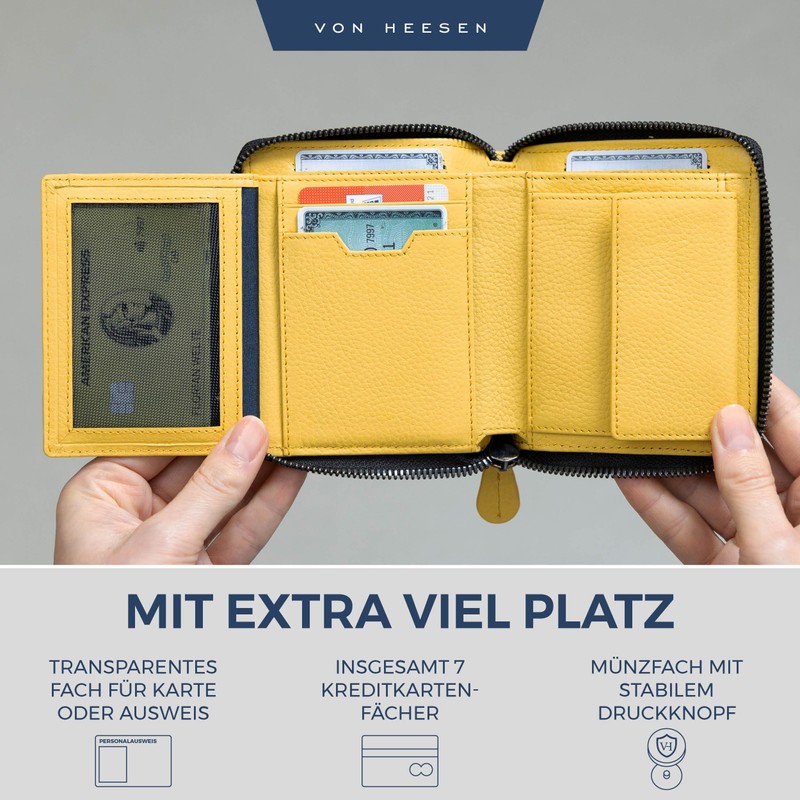 VON HEESEN Leather Wallet with RFID Protection - Wallet for