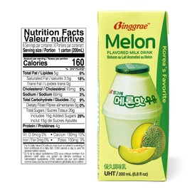 Binggrae Melon Flavored Milk Drink – Sweet and Creamy Korean Shelf-Stable Beverage – 6.8 fl oz Cartons – Pack of 24