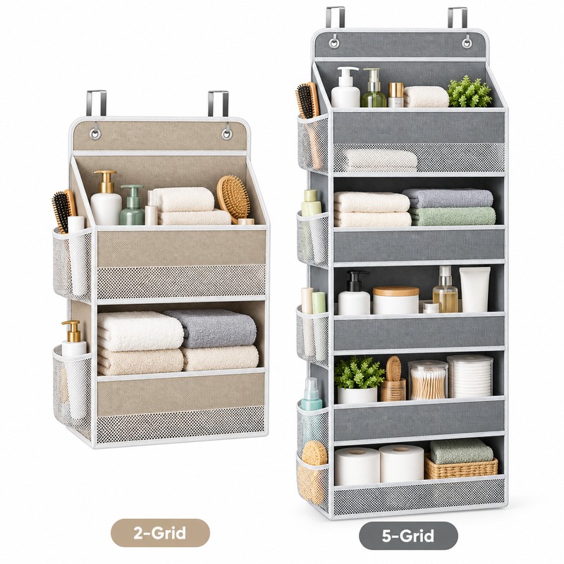 Hanging Storage Organizer for Behind-Door Use – Anti-Tilt Multi-Pocket Shelf