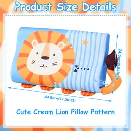 GAROMIA Schlummerkids Cushion Calmly Children's Pillow 44 x 27 cm Children's Pillow Ergonomic Snooze Kids Kawaii Animals Pillow with Pillowcase for Soft Dreams (Lion)