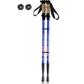 SPOTRAVEL Telescopic Trekking Poles, 2 Pack Aluminum Hiking Sticks, Lightweight & Portable Walking Pole for Camping Mountaining Backpacking (with Cork Handles, Blue)