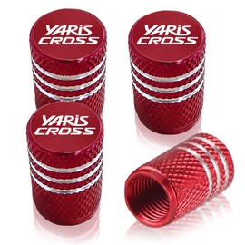 Haoshilianfa Yaris Cross Tire Air Valve Cap for Toyota, Aluminum, Yaris Cross Automotive Dress Up Parts, Set of 4, Corrosion Prevention, Good Airtightness, Easy Installation (Red)