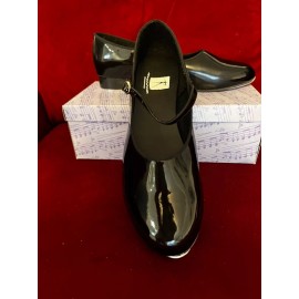 Revolution Dancewear Black Patent Tap shoes size 4.5 Revolution Style 801