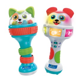 Clementoni - Baby Friends Puppies - 2 Maracas for Children 6 Months, First Childhood Game, Percussion for Shaking Like a Rattle, Interactive Electronic Musical Instrument, 17985, Multi-Colour