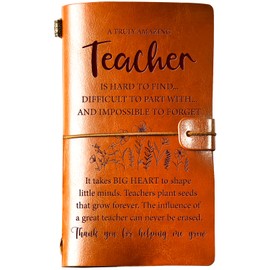 Teacher Appreciation Gifts for Women, Thank you Teacher Leather Journal, 140 Page Refillable Writing Journal, Birthday Graduation Retirement Gifts for Teacher Women, End of Year, Last Day of School