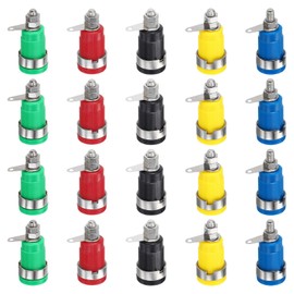 sourcing map 20 Pcs Banana Jack, 32A M4 x 9mm Panel Mount Banana Female Panel Socket Jack, 4mm Binding Post Adapter for Banana Plug Connectors, 5 Colors
