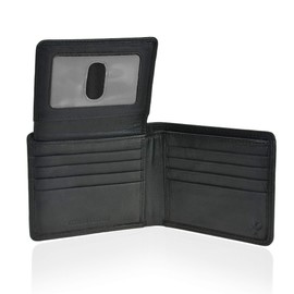 Pavia Leo Mens Soft Leather Bi-fold Wallet RFID (Black/Blue)