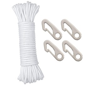 Cosymate 15 m Flag Rope for Flagpole with Hooks, High-Quality Weatherproof Flag Rope, 15 m Long Flag Rope for Outdoor Use, Flag Pole Accessories, Flag Rope with 4 Hooks