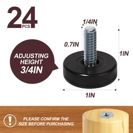 HNYYZL 1/4'' Thread Furniture Feet Levelers,24PCS Furniture Leveling Feet,Adjustable Furniture Feet Threaded Screw in,Table Leg Levelers,Furniture Glide Leveling