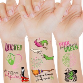 Wicth Birthday Party Decorationas favors,50 Style Wicked Temporary Tattoos for Kids,Pink and Green Party Decorations Supplies.