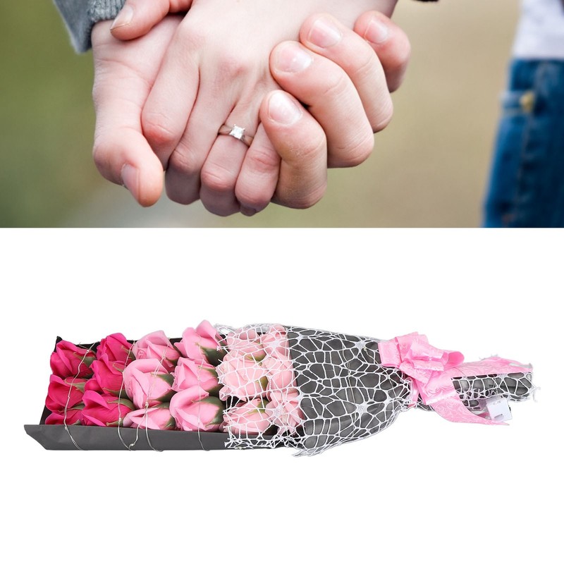 LED Artificial Rose Flowers Fake Roses Bouquet Light Up Forever
