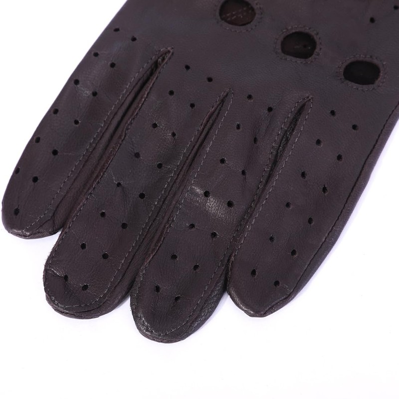 Meetoget Men's Leather Driving Gloves Unlined Goatskin Auto Driving Gloves