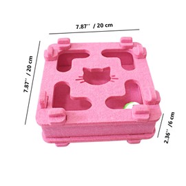 Cat Puzzle Toy, Soft Felt Intelligence Mind Game Track Balls Interactive Kitten Toy Puzzle Box for Indoor Cats, Easy to Assemble [Pink]