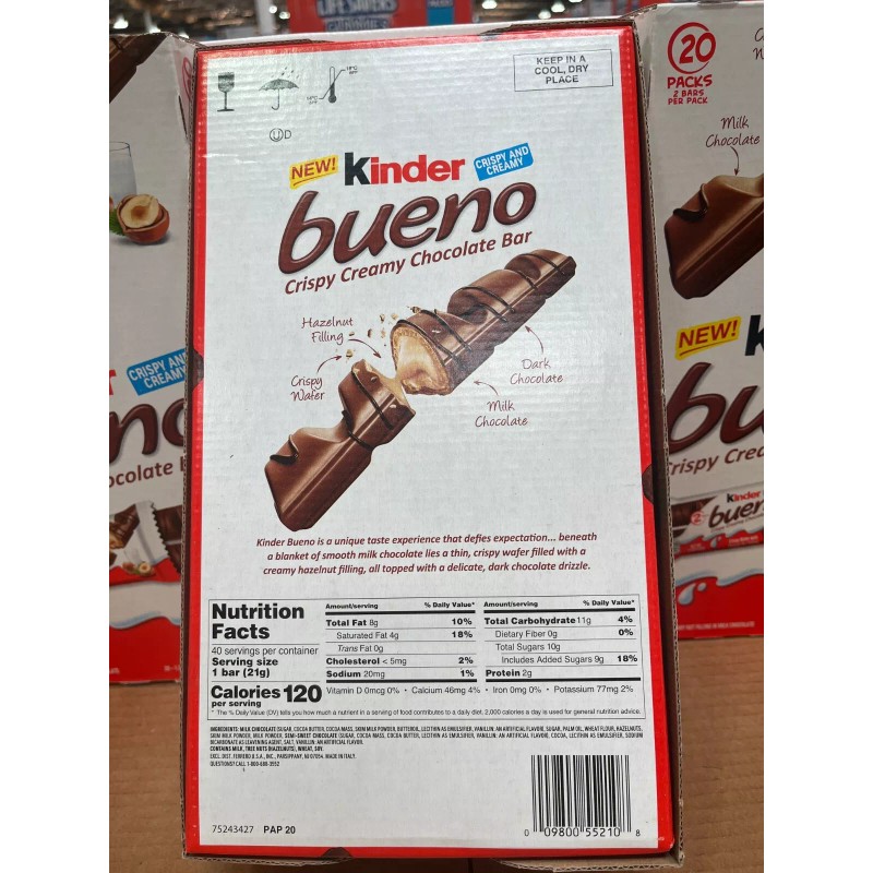 Kinder New Kinder Bueno Crispy Creamy Chocolate Bar, 1.5 oz,