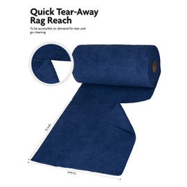 Fantasticlean Microfiber Cleaning Cloth Roll -75 Pack, Tear Away Towels, 12" x 12", Reusable and Washable Rags (Navy Blue)
