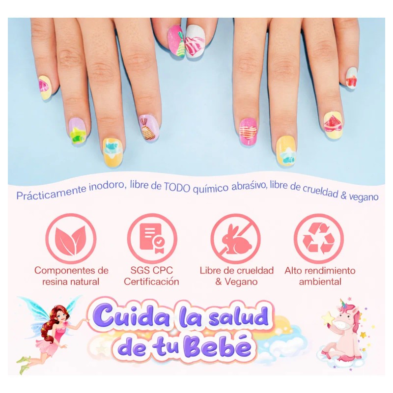 Set De Uñas Postizas Aliver 144pcs Para Niñas 3-12 Años