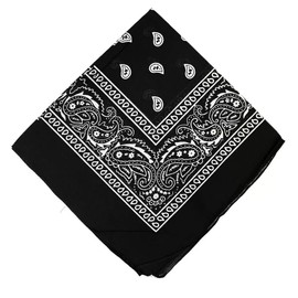 Paisley Cotton Bandana for Men & Women – Soft, Lightweight, Multipurpose Headwear for Fashion, Outdoor Activities, and Hair Accessories (Multiple Colors) (Black)