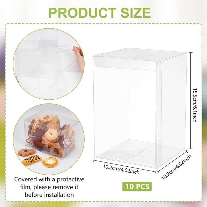 BENECREAT 10 Pcs PVC Transparent Plastic Case, Rectangular, 3.9 x