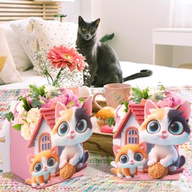 Kreatwow Cat Party Favor Box 12pcs Cat Flower Centerpiece Box Cat Party Decoration Cat Table Decor Meow Birthday Party Supply Pet Cat Party Favors for Kitten Birthday Baby Shower Pet Adoption Party